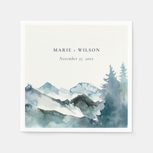 Grey Blush Green Blue Mountains Pine Wedding Serviette (Vorderseite)