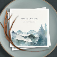 Grey Blush Green Blue Mountains Pine Wedding