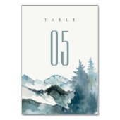 Grey Blush Green Blue Mountains Pine Wedding Tischnummer (Rückseite)