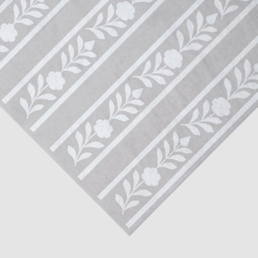 Grey Bone Inlay Floral Border Decoupage Paper Seidenpapier (Detail)