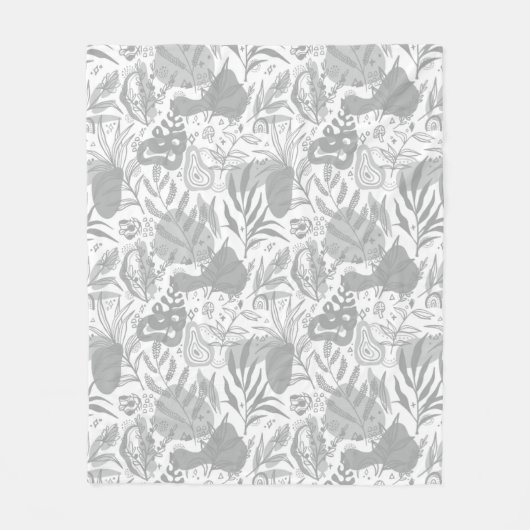 Grey Botanical Seamless Pattern Fleecedecke (Vorderseite)