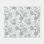 Grey Botanical Seamless Pattern Fleecedecke (Vorderseite (Horizontal))