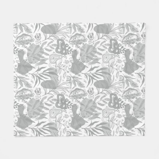 Grey Botanical Seamless Pattern Fleecedecke (Vorderseite (Horizontal))
