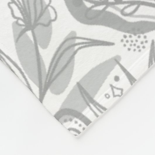 Grey Botanical Seamless Pattern Fleecedecke (Ecke)