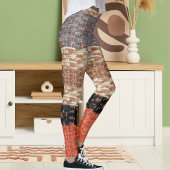 Grey Brown Black Beige Textile Knit Stripe Pattern Leggings