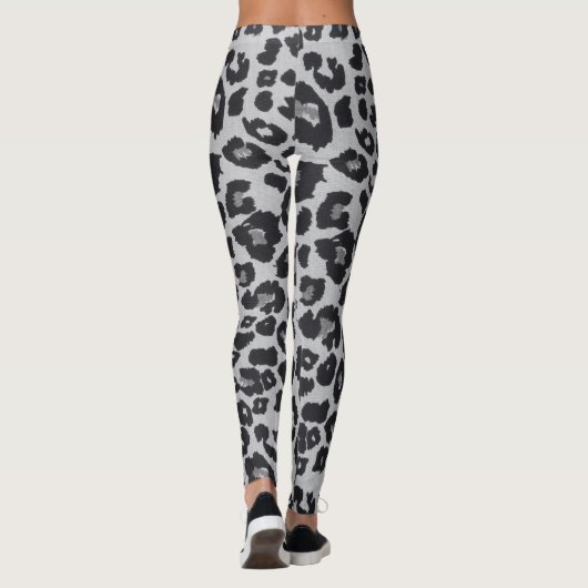 Grey Brown Black Leopard Animal Print Leggings (Rückseite)