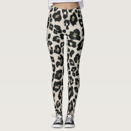 Grey Brown Black Leopard Animal Print Leggings