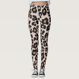 Grey Brown Black Leopard Animal Print Leggings