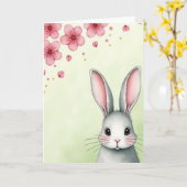 Grey Bunny Pink Petals Card Karte (Gelbe Blume)