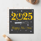 Grey Card Happy new Year Mitteilungskarte (Vorderseite/Rückseite Beispiel)