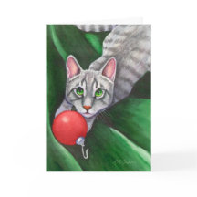 Grey Cat Christmas Ornament