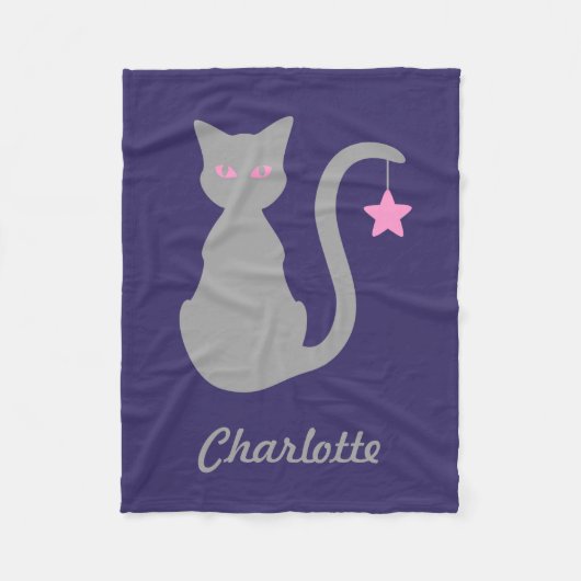 Grey Cat Fleece Blanket (Vorderseite)