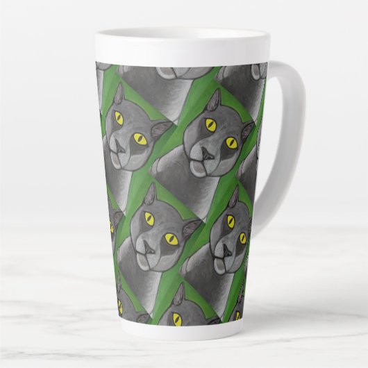 Grey cat Latte Mug Milchtasse (Rechte Ecke)