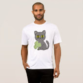 Grey Cat Shamrock Clover Charm T-Shirt (Vorne ganz)