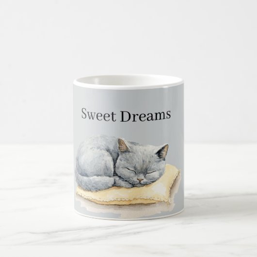 Grey Cat Sleeping on Pillow Kaffeetasse (Mittel)