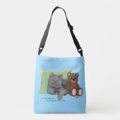 Grey Cat Teddy Bär Tragetaschen Mit Langen Trägern (Rückseite)