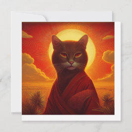 Grey Cat Wearing Fashionable Robe In Sunset Scene Einladung
