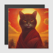 Grey Cat Wearing Fashionable Robe In Sunset Scene Magneteinladung (Vorne/Hinten)
