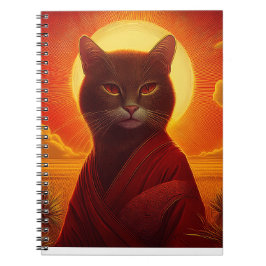 Grey Cat Wearing Fashionable Robe In Sunset Scene Notizblock