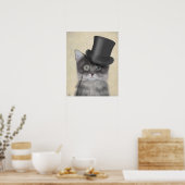 Grey Cat with Top Hat Poster (Küche)