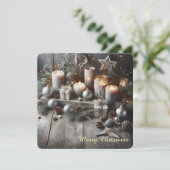 Grey Chic Christmas Candles Feiertagskarte (Stehend Vorderseite)