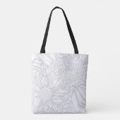 Grey Chrysanthemums Line Drawing with Name Tasche (Rückseite)