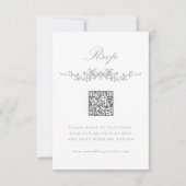 Grey Classic French Floral Border Wedding RSVP (Vorderseite)