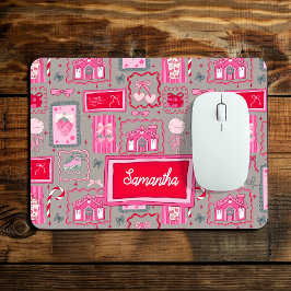 Grey Coquette aesthetic girly whimsical pattern  Mousepad