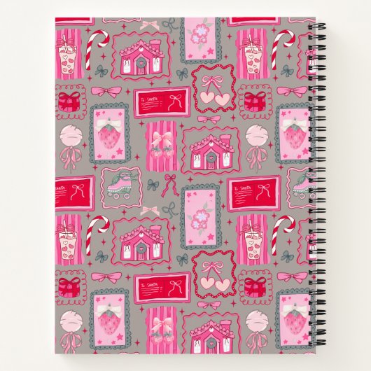Grey Coquette aesthetic girly whimsical pattern  Notizblock (Rückseite)