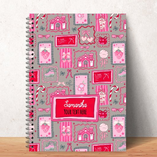 Grey Coquette aesthetic girly whimsical pattern  Notizblock