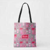 Grey Coquette aesthetic girly whimsical pattern Tasche (Vorderseite)