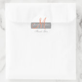 Grey Coral Monogram Wedding Danke Stickers (Tasche)