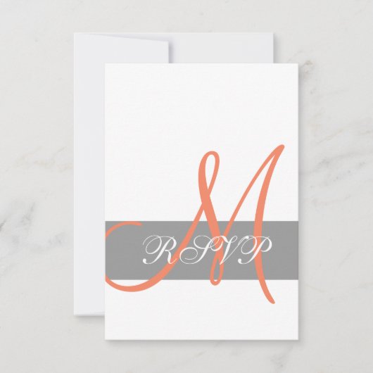Grey Coral Monogram Wedding RSVP Card Karte (Vorderseite)