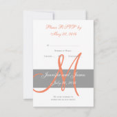 Grey Coral Monogram Wedding RSVP Card Karte (Rückseite)