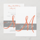 Grey Coral Monogram Wedding RSVP Card Karte (Vorne/Hinten)
