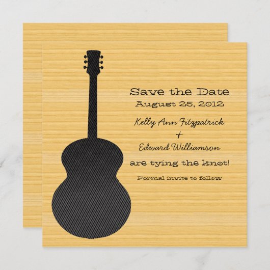 Grey Country Gitarre Save the Date einladen (Vorne/Hinten)