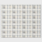 Grey Cream Christmas Plaid Stripes Geschenkpapier (Flach)