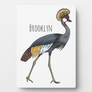 Grey crowned crane bird cartoon illustration fotoplatte