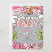Grey Daisy Pajama Party Birthday Invitation Einladung (Vorderseite)