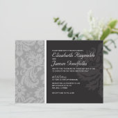 Grey Damask Wedding Einladungen (Stehend Vorderseite)