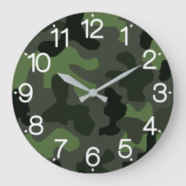 Grey dark green camouflage no.14 print große wanduhr