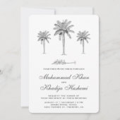 Grey Date Palm Trees Islamische Hochzeit Einladung (Vorderseite)