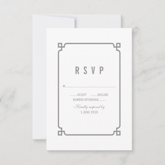 Grey Deko Chic Wedding RSVP (Vorderseite)
