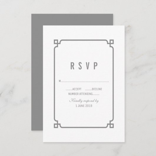Grey Deko Chic Wedding RSVP (Vorne/Hinten)