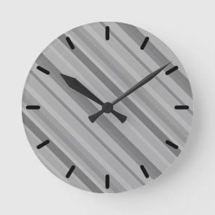 Grey diagonal stripes runde wanduhr