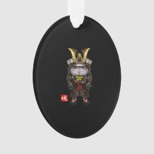 Grey Dwarf Hamster in Full Japanese Samurai Ornament