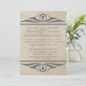 Grey Elegant Deko Wedding Invite Einladung (Stehend Vorderseite)