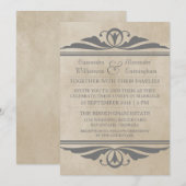 Grey Elegant Deko Wedding Invite Einladung (Vorne/Hinten)