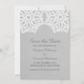 Grey Elegant Lace Save the Date laden (Vorderseite)