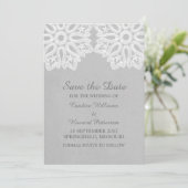 Grey Elegant Lace Save the Date laden (Stehend Vorderseite)